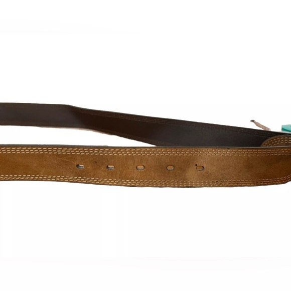 Carhartt Mens Belt Tan Italian Leather Suede Silver Tone Buckle Sz 54 Classic - Picture 12 of 12